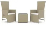 vidaXL 3-tlg. Garten-Lounge-Set Beige Poly Rattan & Stahl