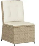 vidaXL Gartensessel mit Liegefunktion und Kissen Beige Poly Rattan