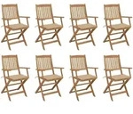 vidaXL Klappbare Gartenst&uuml;hle mit Kissen 8 Stk. Massivholz Akazie