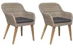 DELUKE Gartenstuhl EGOS 2er Set Poly-Rattan 62,5x55x82 cm mit Polster Braun 