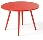 Oviala Business Runder Terrassen-Couchtisch aus rotem Metall 40 cm