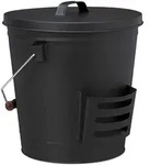 Relaxdays Ascheeimer mit Deckel und Kehrset, 19 L, inkl. Aschebesen & Kaminschaufel,