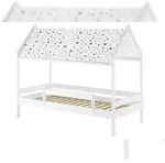 Erst-Holz Wei&szlig;es Himmelbett m Himmel u Fallschutz Kinderbett Hausbett 90x200