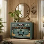 OPIUM OUTLET M&ouml;bel Kommode Schrank Sideboard Hochzeitsschrank "Oceanflowers"...