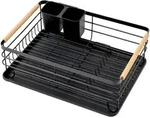 Chefgastro Abtropfgestell Geschirr | HxBxT 14x42x30cm | Stahl/Holz | mit