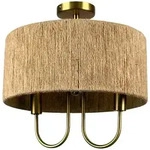 Relaxdays Deckenlampe, Papierseil, Metall, 2-flammig, HxD: 35x35 cm, E14, Boho Lampe,