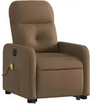 vidaXL Elektrischer Massagesessel mit Aufstehhilfe Braun Stoff