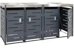 Mendler 4er-M&uuml;lltonnenverkleidung HWC-H40b, M&uuml;lltonnenbox, Pflanzkasten