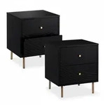 Relaxdays Nachttisch 2er Set, 2 Schubladen, Nachtschrank Schlafzimmer, Beistelltisch,