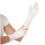 FRANZ MENSCH Nitrilhandschuhe &Uuml;berl&auml;nge puderfrei 100 St&uuml;ck 30 cm lang Weiss Gr. M