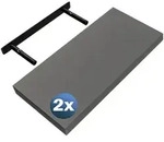 Casaria 2x Wandregal Matt Grau mit Halterung 50cm Schwebend