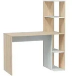 Dmora Schreibtisch Pittston, linearer Schreibtisch mit B&uuml;cherregal,...