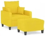 vidaXL Sessel mit Hocker Hellgelb 60 cm Stoff