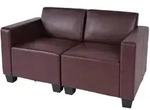 Mendler Modular 2-Sitzer Sofa Couch Lyon, Kunstleder ~ rot-braun