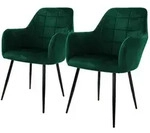 ML-Design ECD Germany &ndash; Esszimmerst&uuml;hle 2er Set Dunkelgr&uuml;n | Samtbezug,