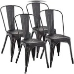 CLP 4er Set Stapelst&uuml;hle Benedikt Metall HBT: 89x44x48 cm schwarz-gold