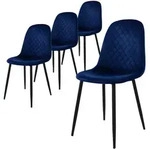 ML-Design Esszimmerst&uuml;hle 4er Set, Dunkelblau, K&uuml;chenstuhl mit Samtbezug,