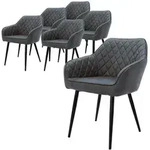 ML-Design Esszimmerst&uuml;hle 6er Set, Anthrazit, mit Arm- & R&uuml;ckenlehne,