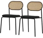 ML-Design &ndash; Esszimmerst&uuml;hle 2er Set &ndash; Schwarz Rattan | mit...