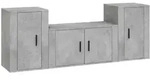 vidaXL 3-tlg. TV-Schrank-Set Betongrau Holzwerkstoff