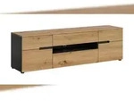 Ebuy24 Canu TV Tisch 2 T&uuml;ren, 1 Klappent&uuml;r, 1 Schublade, 1 Regal Eiche Dekor,