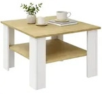 VCM Beistelltisch & Couchtisch Disalo Wei&szlig; / Honig-Eiche H. 44 x B. 55 x T. 55...