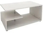 ML-Design Couchtisch Wei&szlig; 91x41x52,6 cm Metall Dekostange 3 Etagen Ablagen...