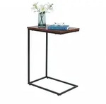 Relaxdays Beistelltisch, HxBxT: 61x45x30 cm, MDF, Metall, C-Form, Sofatisch zum