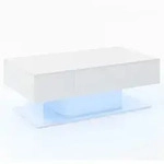 COSTWAY Couchtisch mit LED-Beleuchtung, Hochglanz, Wohnzimmertisch mit 2...