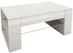 ML-Design Couchtisch Hochglanz Wei&szlig; 100x42x60 cm Glasablage 4 F&auml;cher Sofatisch