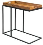 FineBuy Beistelltisch Sheesham massiv Holz Tabletttisch Abstelltisch Holz Metall