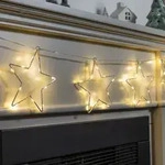 Gravidus LED Fensterlichterkette 8 Sterne warmwei&szlig; 205 cm Batteriebetrieben