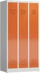 ClassiX Garderobenschrank, 3 Abteile, 1800 x 870 x 500 mm, lichtgrau/feuerrot