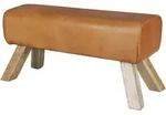 FineBuy Design Sitzhocker FB45549 Holz 90x30x43 cm Modern Garderobenbank Leder