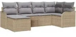 vidaXL Garten-Sofa-Set mit Kissen 6 pcs Beige, hellgrau Poly Rattan