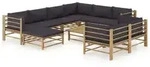 10-tlg. Garten-Lounge-Set mit Dunkelgrauen Kissen Bambus