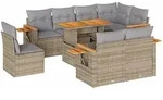 vidaXL 9-tlg. Garten-Sofagarnitur mit Kissen Beige Poly Rattan Akazie