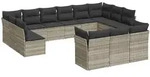vidaXL 13-tlg. Garten-Sofagarnitur mit Kissen Hellgrau Poly Rattan