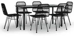 vidaXL 7-tlg. Garten-Essgruppe Schwarz Poly Rattan