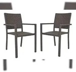 DELUKE Gartenstuhl 2er Set LEIF - Kunststoff, Braun | Stapelstuhl Wetterfest