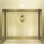 Einbausp&uuml;lbecken Goldfarben eckig 55 cm Edelstahl mit Siphon