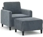 vidaXL Sessel mit Hocker Dunkelgrau 60 cm Samt