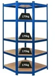 PROREGAL Eckregal Ragnar | HxBxT 180x90x60cm | Fachlast 175kg | Blau |...