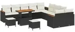 vidaXL Garten-Sofa-Set mit Kissen 13 pcs Schwarz Poly Rattan