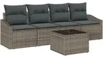 vidaXL 5-teiliges Garten Sofa Set mit Kissen Grau Poly Rattan