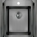 Einbausp&uuml;lbecken Titanfarben eckig 39 cm Edelstahl mit Siphon