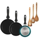 BERGNER - Set aus 3 Pfannen &Oslash;16/20/24cm aus gepresstem Aluminium in metallic-blau