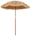 COSTWAY Hawaii-Strandschirm Stroh-Neigeschirm f&uuml;r den Garten, h&ouml;henverstellbar,