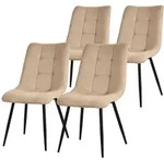 ML-Design &ndash; Esszimmerst&uuml;hle 4er Set &ndash; Hellbraun Stoff | R&uuml;ckenlehne,...