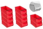 PROREGAL 10x Rote Sichtlagerbox 4.1 mit Griffstange & Abdeckung | HxBxT...